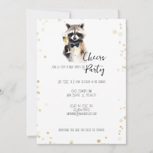 Cute Racoon with Champagne Cheers New Year's Eve Holiday Card