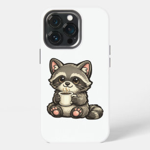 Cute Racoon with Coffee – Cosy Kawaii Animal iPhone 13 Pro Case