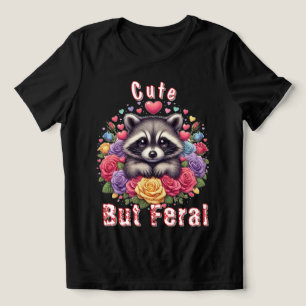 Cute Racoon with Colourful Flowers and Hearts Tri-Blend Shirt