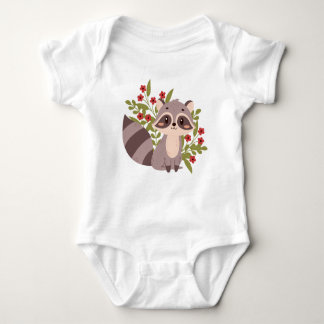 Cute racoon with flowers baby bodysuit
