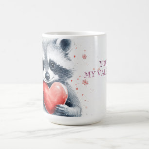 cute racoon with heart for valentine's day coffee mug