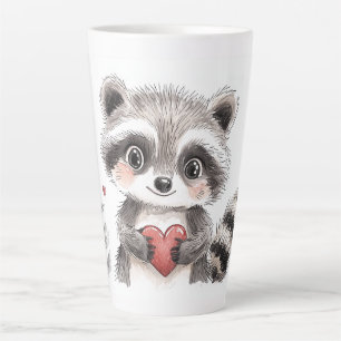 cute racoon with heart for valentine's day latte mug