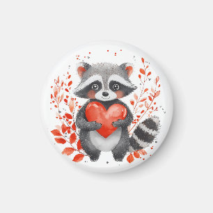 cute racoon with heart for valentine's day magnet