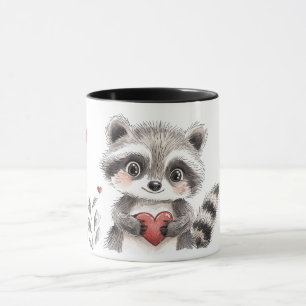 cute racoon with heart for valentine's day mug