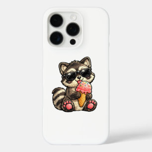 Cute Racoon With Ice Cream And Sunglasses iPhone 16 Pro Case