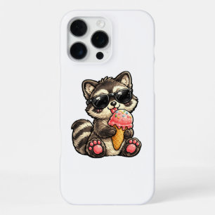 Cute Racoon With Ice Cream And Sunglasses iPhone 16 Pro Max Case