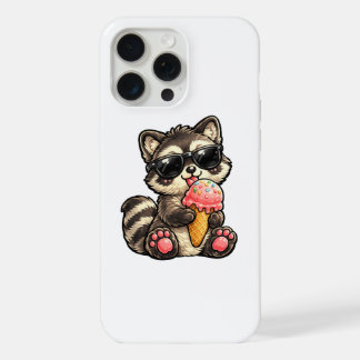 Cute Racoon With Ice Cream And Sunglasses iPhone 15 Pro Max Case