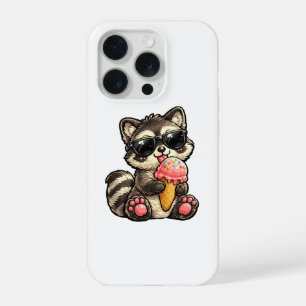Cute Racoon With Ice Cream And Sunglasses iPhone 15 Pro Case