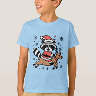 Cute Racoon with Santa Hat T-Shirt