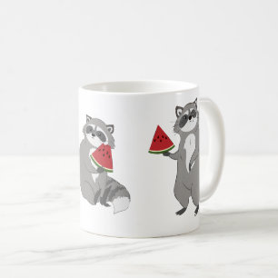 Cute racoon with watermelon coffee mug