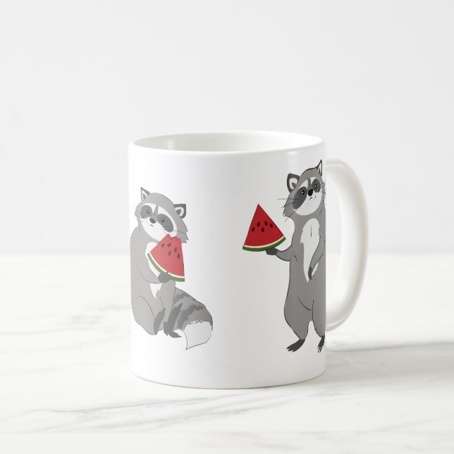 Cute racoon with watermelon coffee mug (Front Right)