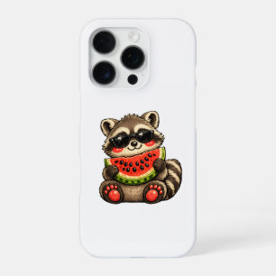 Cute Racoon with Watermelon iPhone 16 Pro Case