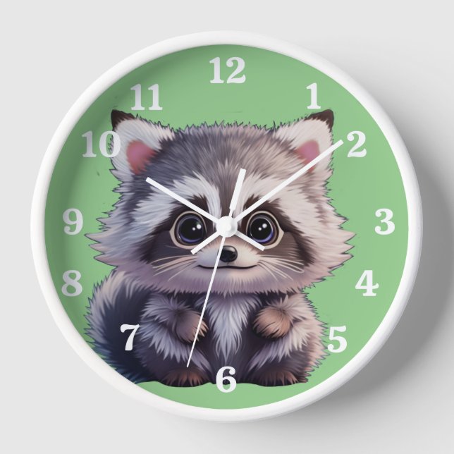 Cute racoon woodland animals forest friends  clock (Front)