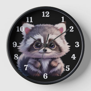 Cute racoon woodland animals forest friends clock