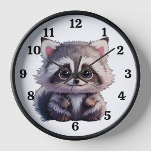 Cute racoon woodland animals forest friends  clock
