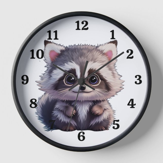 Cute racoon woodland animals forest friends  clock (Front)