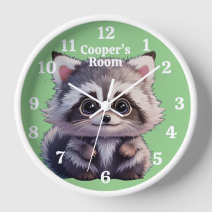 Cute racoon woodland animals forest friends  clock