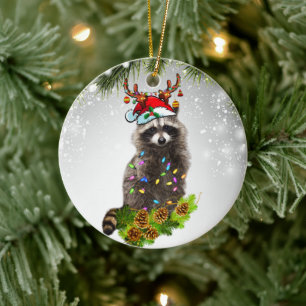 Cute Racoon woodland Jungle Wildlife Animal Ceramic Ornament