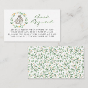 Cute Racoon Wreath Baby Shower Book Request Enclosure Card
