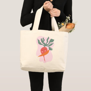 Cute Radish and Carrot Cartoon Large Tote Bag