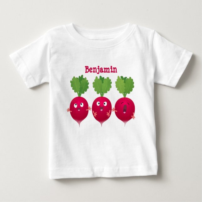 Cute radishes singing trio cartoon vegetables baby T-Shirt (Front)