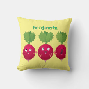 Cute radishes singing trio cartoon vegetables cushion