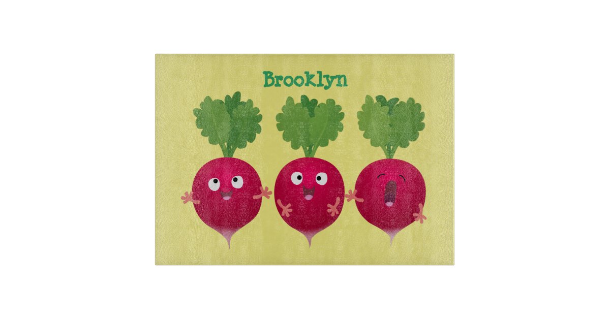 Cute radishes singing trio cartoon vegetables cutting board | Zazzle