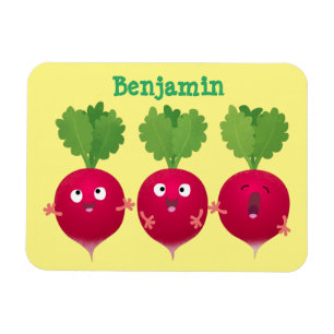 Cute radishes singing trio cartoon vegetables magnet