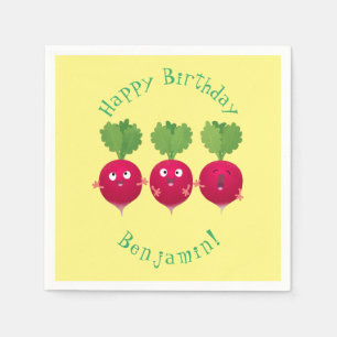 Cute radishes singing trio cartoon vegetables napkin