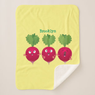 Cute radishes singing trio cartoon vegetables sherpa blanket