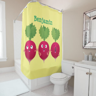 Cute radishes singing trio cartoon vegetables shower curtain