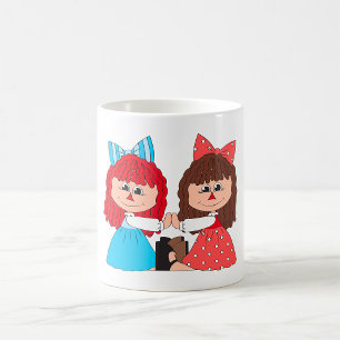 Cute Rag Doll Friends Girls with Bows and Dresses  Coffee Mug