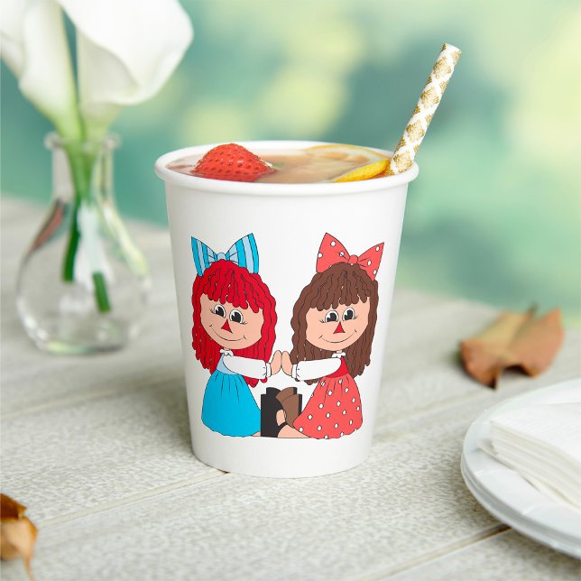 Cute Rag Doll Friends Girls with Bows and Dresses  Paper Cups (Creator Uploaded)