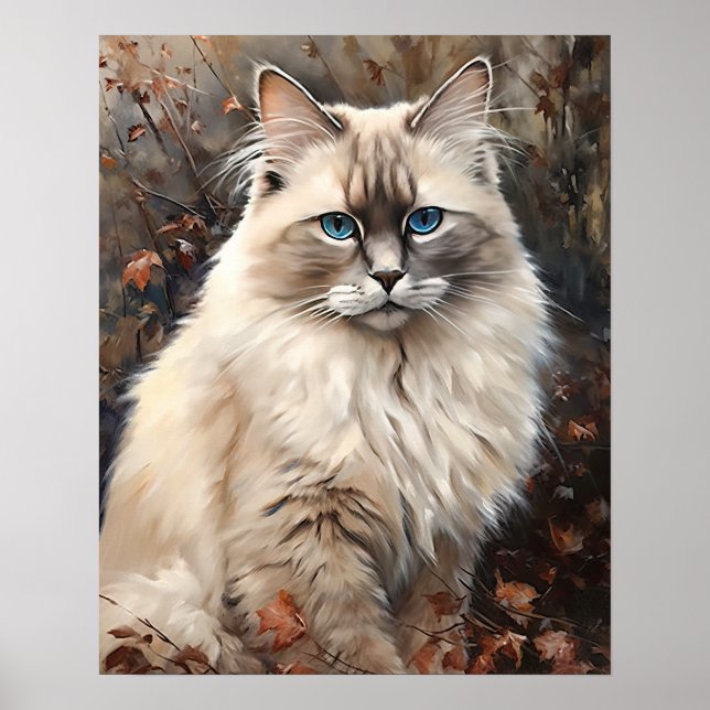Cute Ragdoll Cat Art Print Poster (Front)