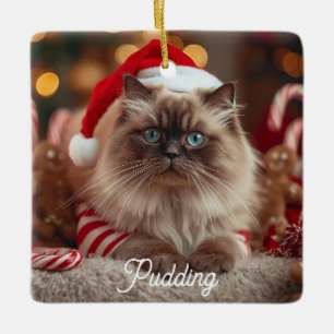 Cute Ragdoll Cat Christmas Magic Personalised Ceramic Ornament