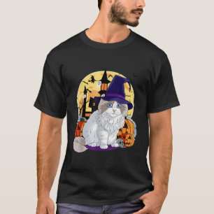 Cute Ragdoll Cat Halloween Witch Pumpkin T Shirt