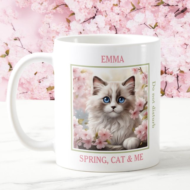 Cute Ragdoll Cat Pink Sakura Cat Lover Name Spring Coffee Mug (Cute Ragdoll Cat Pink Sakura Cat Lover Name Spring Coffee Mug)