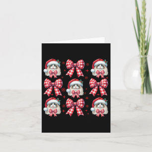 Cute Ragdoll Cat Red Plaid Coquette Bow Christmas Card
