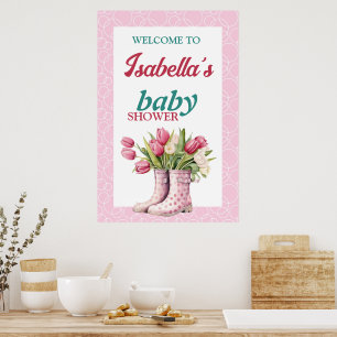 Cute Rain Boots and Tulips Framed Poster