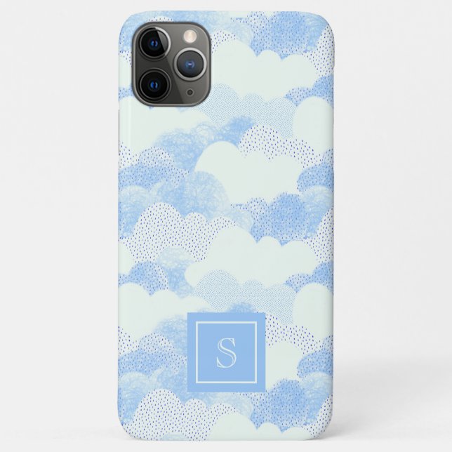 Cute Rain Clouds Personalised Monogram Case-Mate iPhone Case (Back)