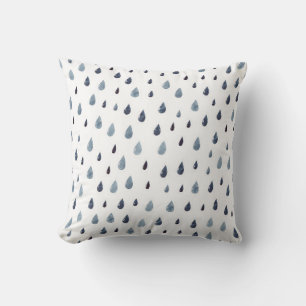 Cute rain. Watercolor seamless pattern. Indigo rai Cushion