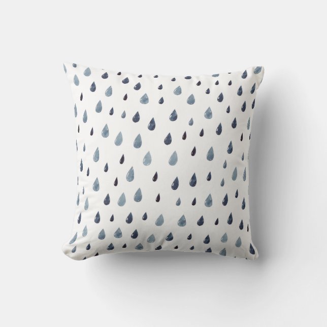 Cute rain. Watercolor seamless pattern. Indigo rai Cushion (Front)