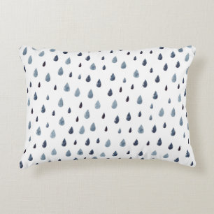 Cute rain. Watercolor seamless pattern. Indigo rai Decorative Cushion