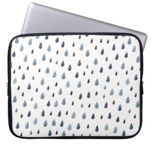 Cute rain. Watercolor seamless pattern. Indigo rai Laptop Sleeve