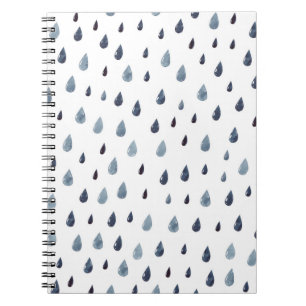 Cute rain. Watercolor seamless pattern. Indigo rai Notebook