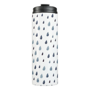 Cute rain. Watercolor seamless pattern. Indigo rai Thermal Tumbler