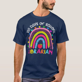 Cute Rainbow 100 Days Of School Librarian Lover 10 T-Shirt