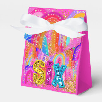 Cute Rainbow 6th Birthday Favour Box