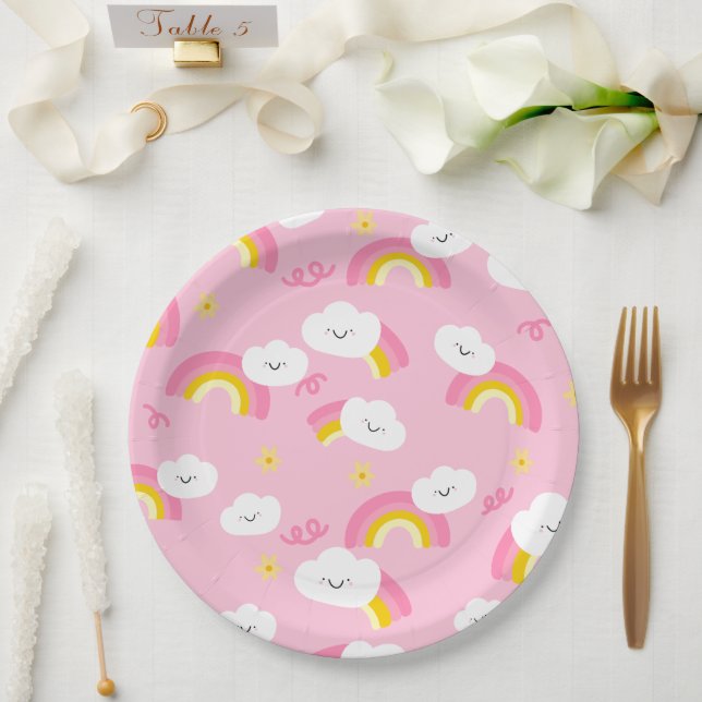 Cute rainbow and clouds Paper Plate (Wedding)