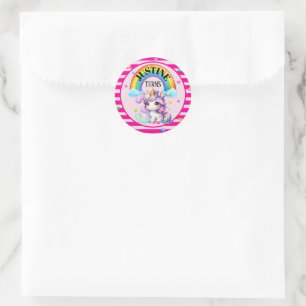 Cute Rainbow and Unicorn 3rd Birthday Sticker